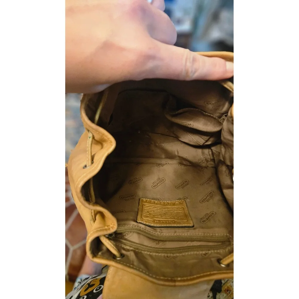Coach Vintage Tan Glove‎ Tanned Leather Backpack 9569 Drawstring Buckle Bag